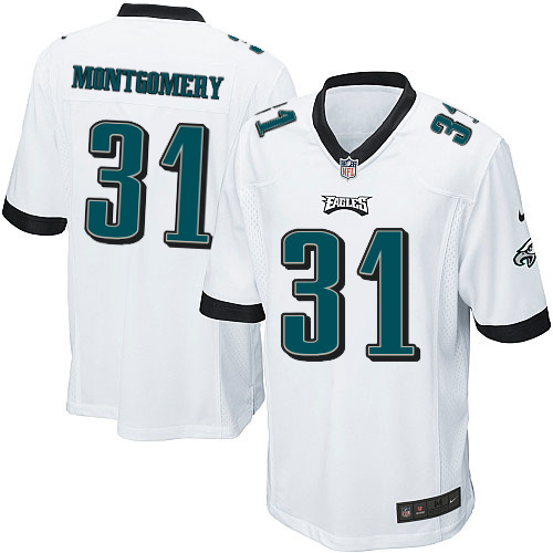 Men's Game Wilbert Montgomery Nike Jersey White Road - #31 NFL Philadelphia Eagles